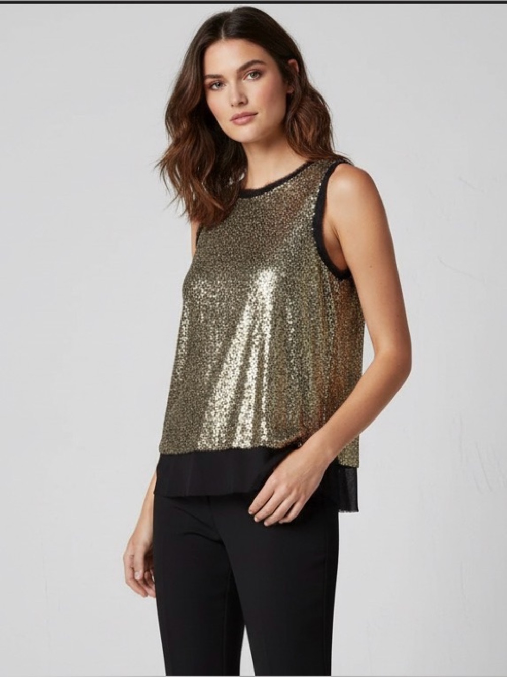 ✨ Xhilaration Sequin Party Blouse – Black & Gold – Size Medium – Glam Night Out!